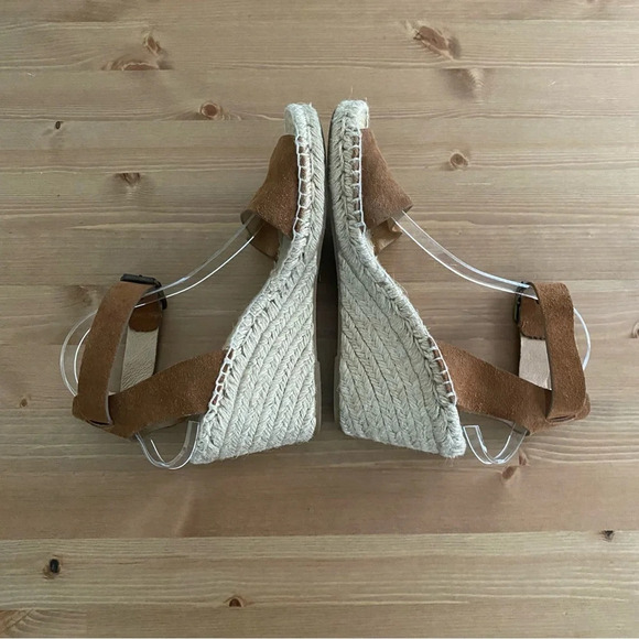 J Crew Brown Suede Corsica Espadrille Wedge Sandals Size 9 - 3.75" Heel Dark Tan - Picture 6 of 16